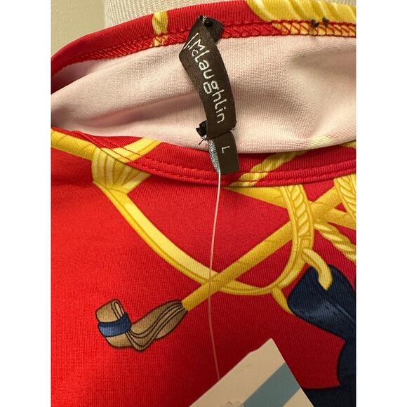 NWT J. McLaughlin Catalina Cloth Signature Tee Equestrian Red/Navy/Gold Sz Larg - Picture 7 of 7